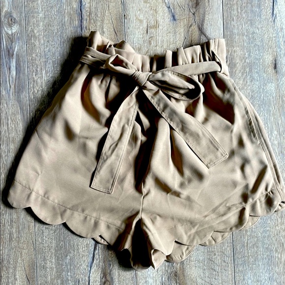 Bluivy Pants - Blue ivy Tan High Waist Paperbag Shorts